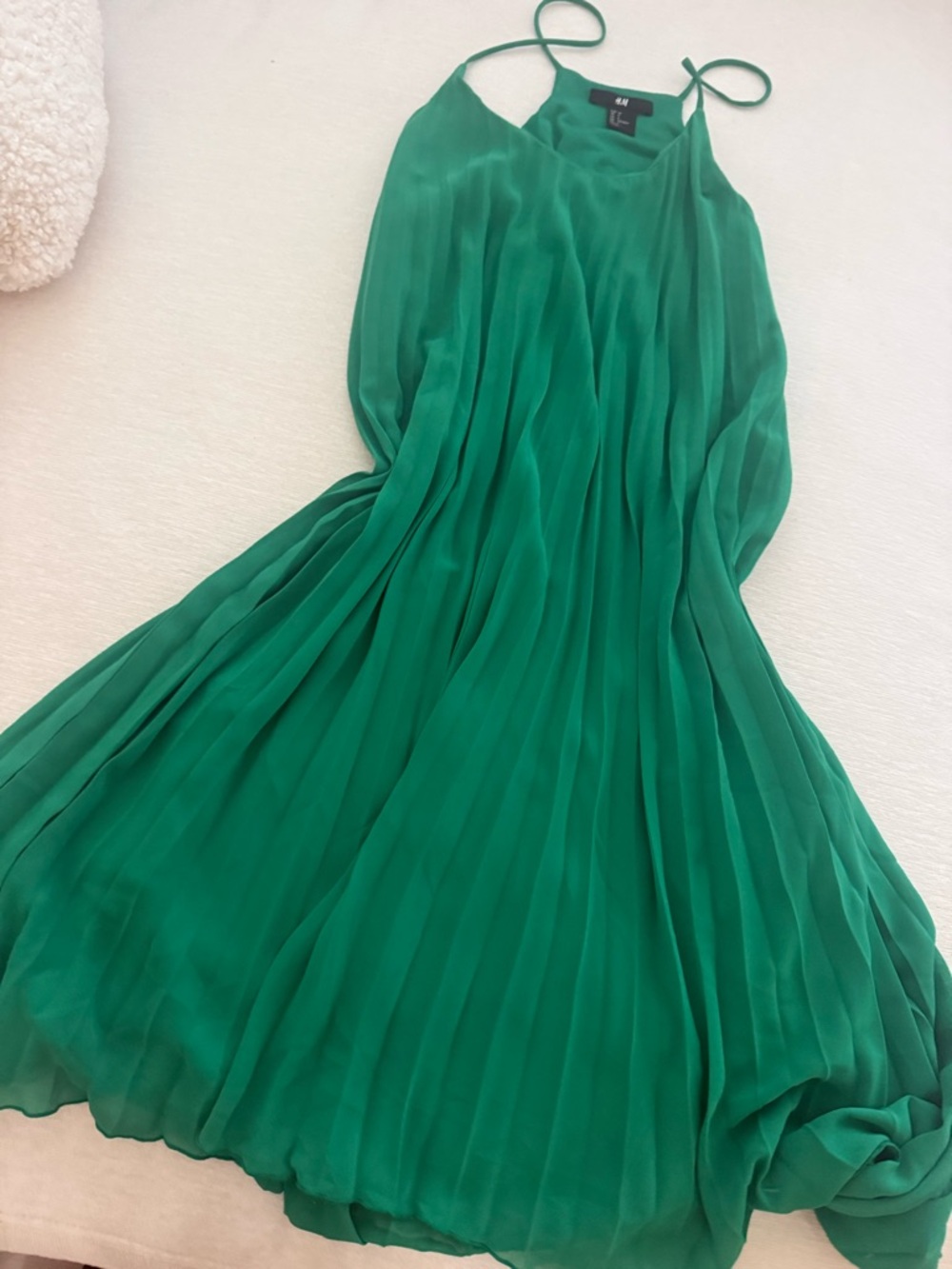 H&M Green Pleated Maxi Slip Party or Date Night Dress